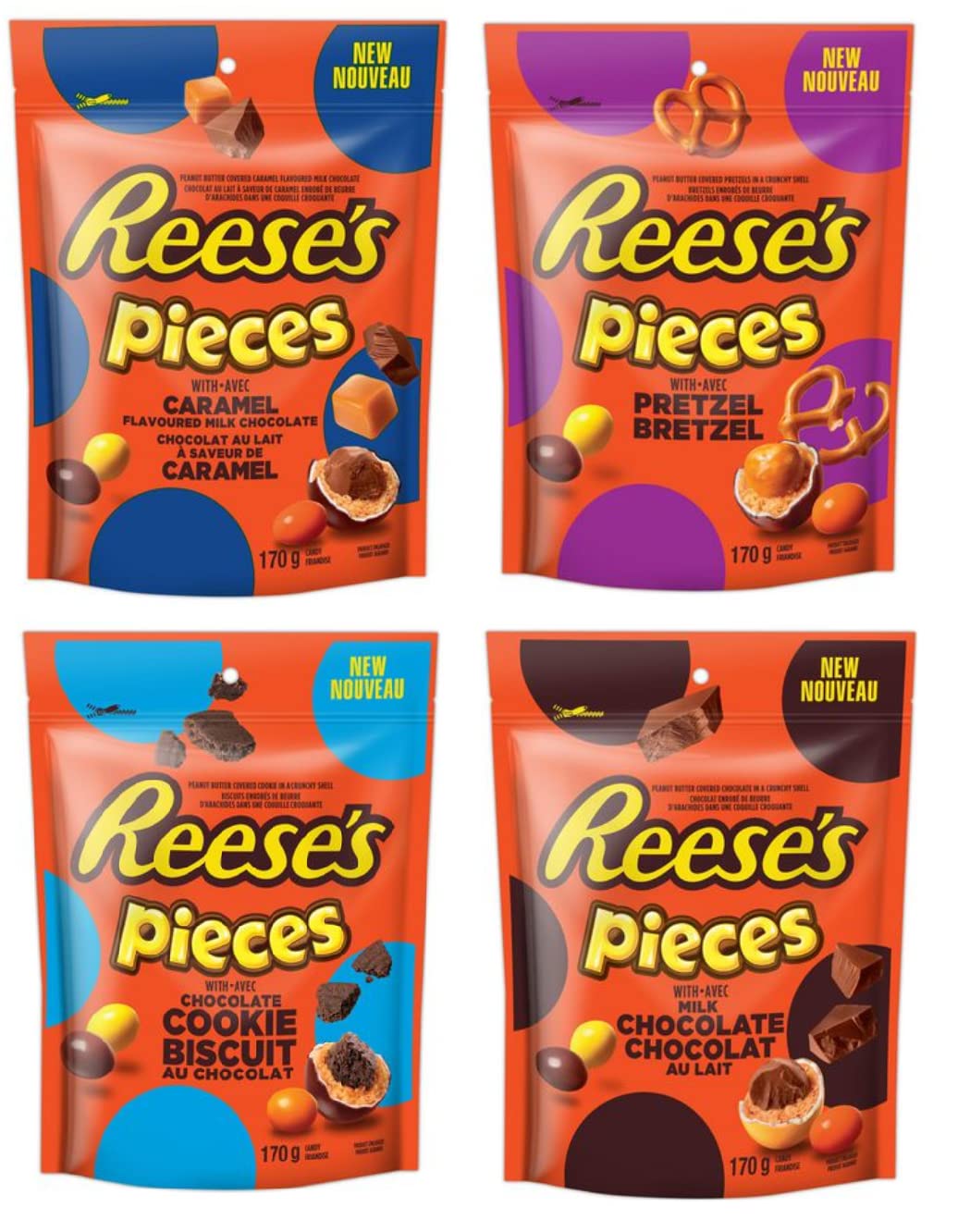 Reese's Pieces Caramel, Pretzel, Chocolate & Cookie Biscuit 170g/6oz (Shipped from Canada)