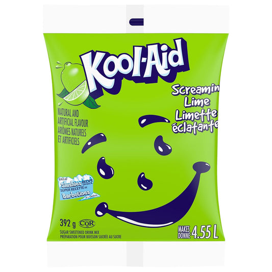 Kool-Aid Screamin' Lime Powdered Drink Mix (18 pack) 392g/13.8oz (Shipped from Canada)