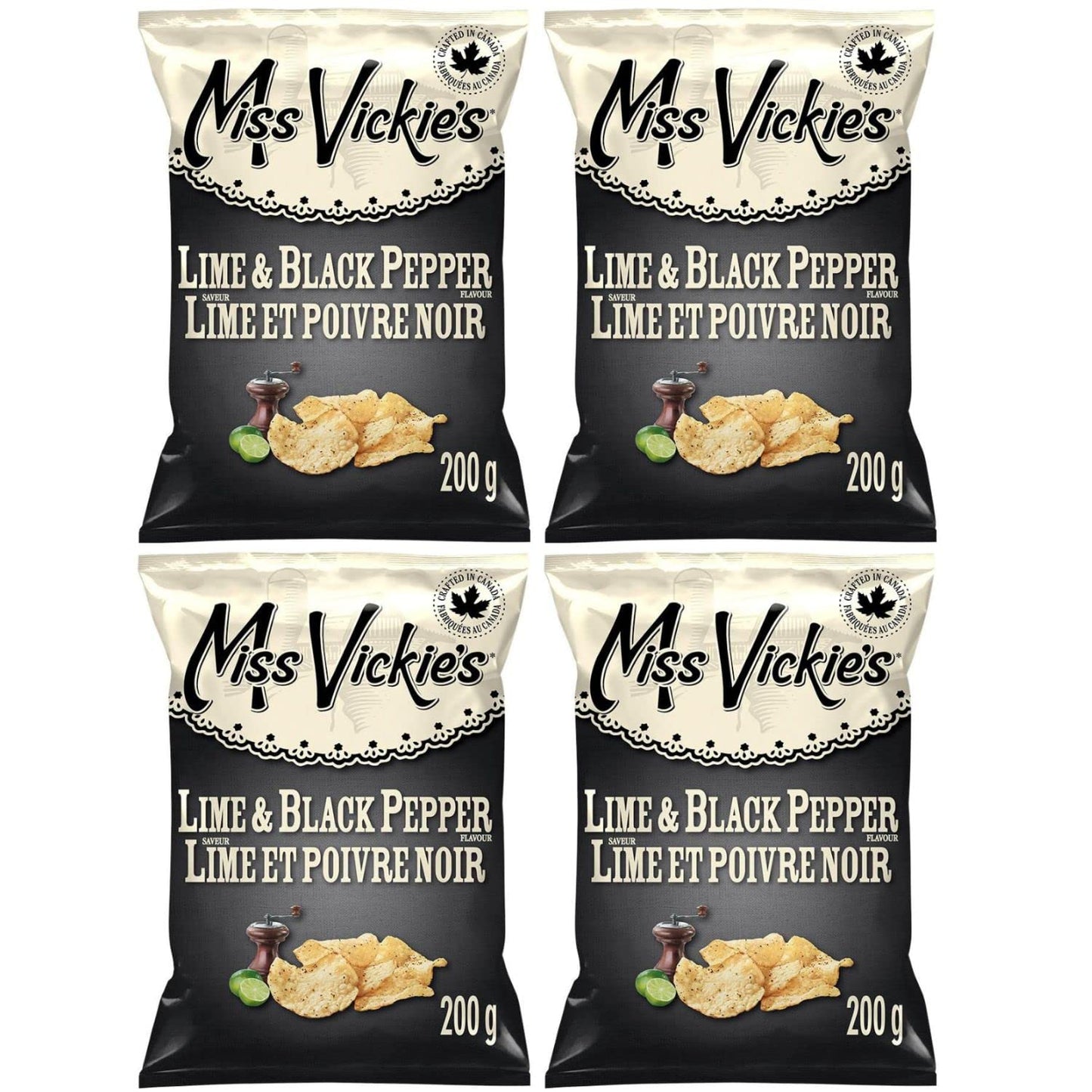 Miss Vickie's Lime & Black Pepper Potato Chips pack of 4