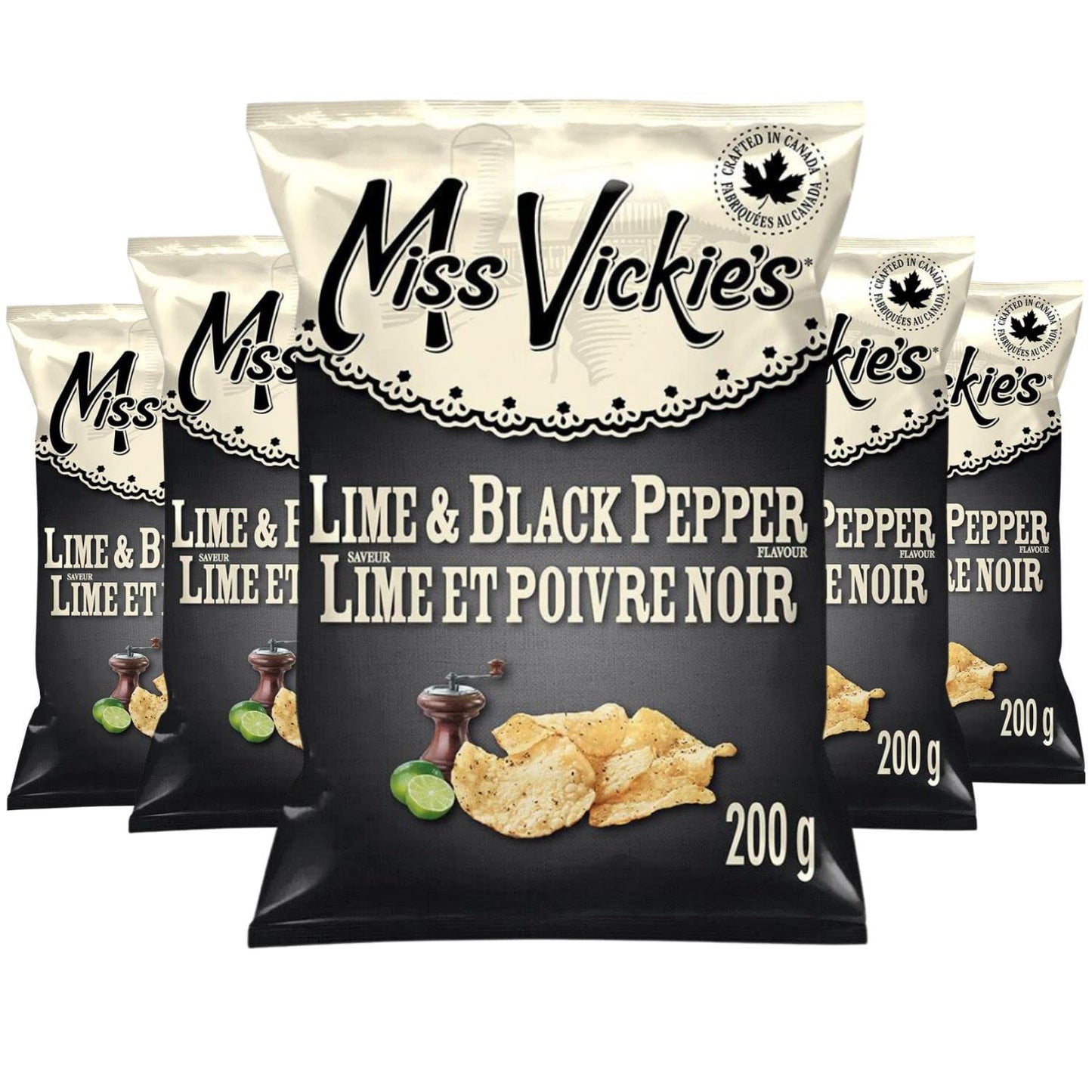 Miss Vickie's Lime & Black Pepper Potato Chips pack of 5