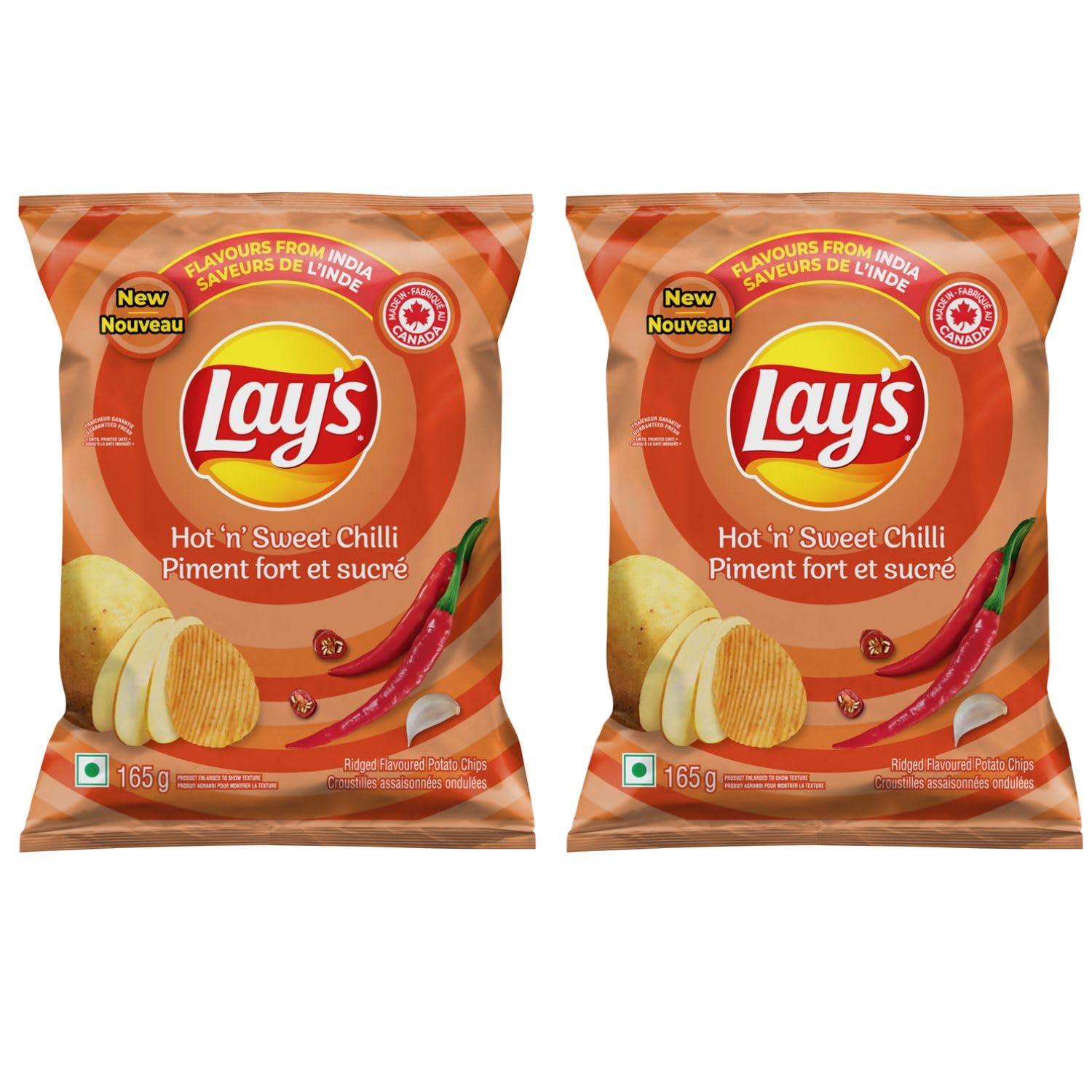 Lays Sweet Chilli Ridged Potato Chips pack of 2