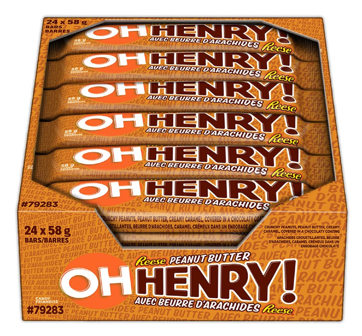 OH HENRY! Reese Peanut Butter Chocolate Candy Bars Multipack, 24 X 58g, 1.3kg/45.8oz (Shipped from Canada)