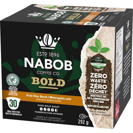 Nabob Full City Dark Coffee 100% Compostable Pods 292g/10.58oz (Shipped from Canada)