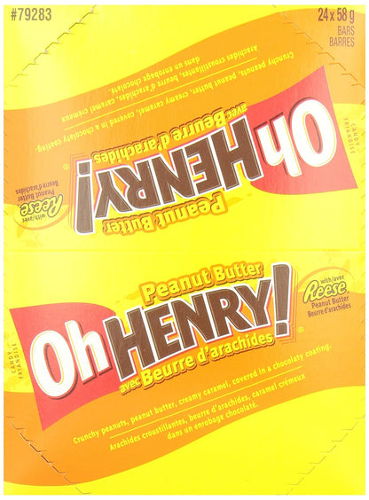 OH HENRY! Reese Peanut Butter Chocolate Candy Bars Multipack, 24 X 58g, 1.3kg/45.8oz (Shipped from Canada)