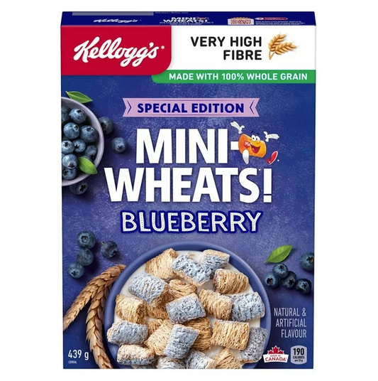 Kellogg's Mini-Wheats Blueberry Breakfast Cereal, 439g/ 15.5oz (Shipped from Canada)