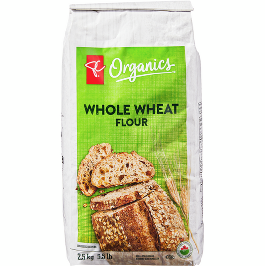 Organic President's Choice Whole Wheat Flour, 2.5kg/5.5lbs (Shipped from Canada)