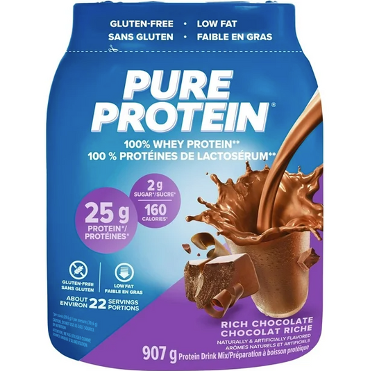 Pure Protein 100% Whey Protein, Rich Chocolate Flavour (25g of Protein) 907g/31.9oz (Shipped from Canada)