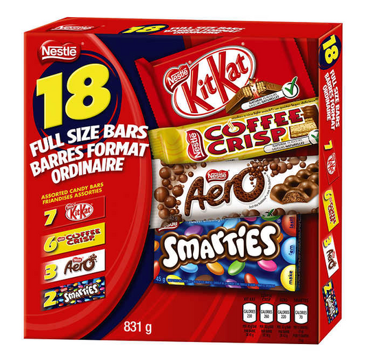 Nestle Full Size Bars 8 Bars,7 Kit Kat, 6 Coffee Crisp, 3 Aero, 2 Smarties 831g/29.31oz (Shipped from Canada)