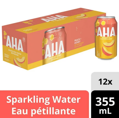 AHA Peach + Honey Sparkling Water Cans 12 packs