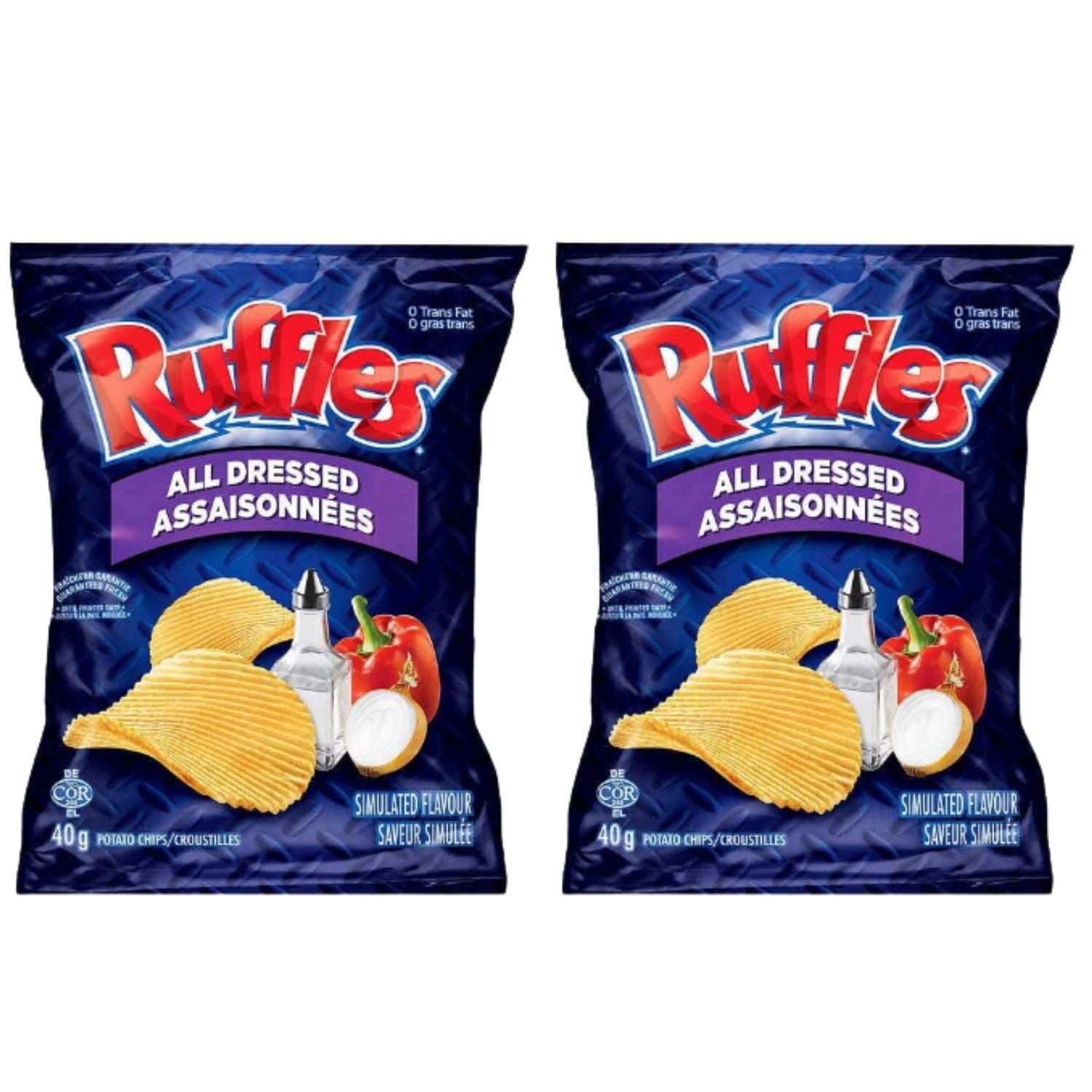 Ruffles All Dressed Chips Snack Bag pack of 2