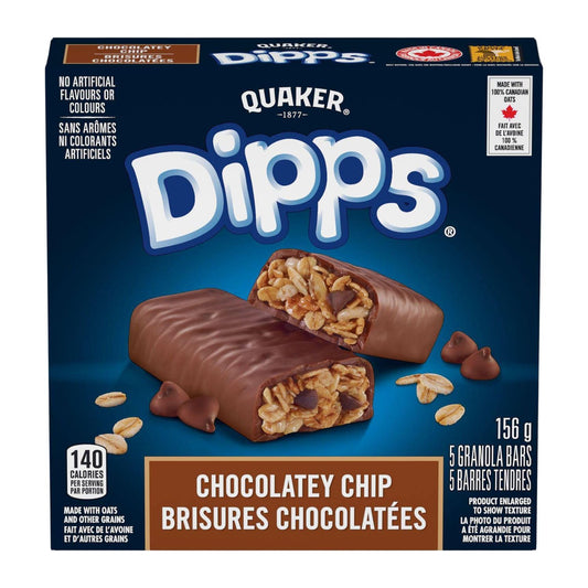Quaker Dipps Chocolate Chip Granola Bars, 156g/5.5oz (Shipped from Canada)