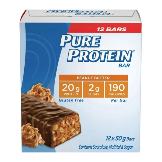 Pure Protein Peanut Butter 12 X 50g Bars, 600g/21.1oz (Shipped from Canada)