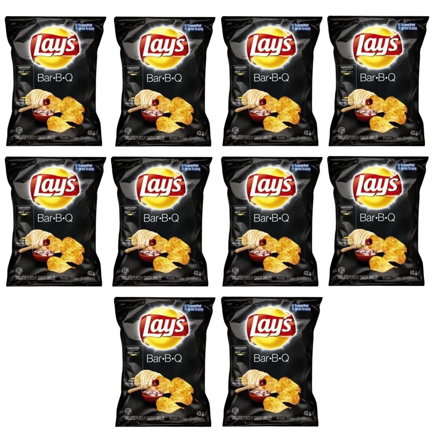 Lays Barbecue Potato Chips Snack Bag pack of 10