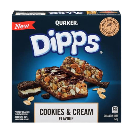 Quaker Dipps Cookies & Cream Granola Bars 150g/5.29oz (Shipped from Canada)