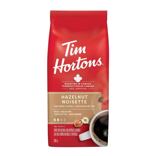 Tim Hortons Hazelnut Light Medium Roast Fine Grind Coffee 300g/10.58oz (Shipped from Canada)