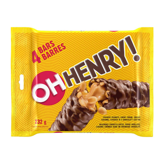 Oh Henry! Chocolate Candy Bars 4x58g, 232g/8.18oz (Shipped from Canada)