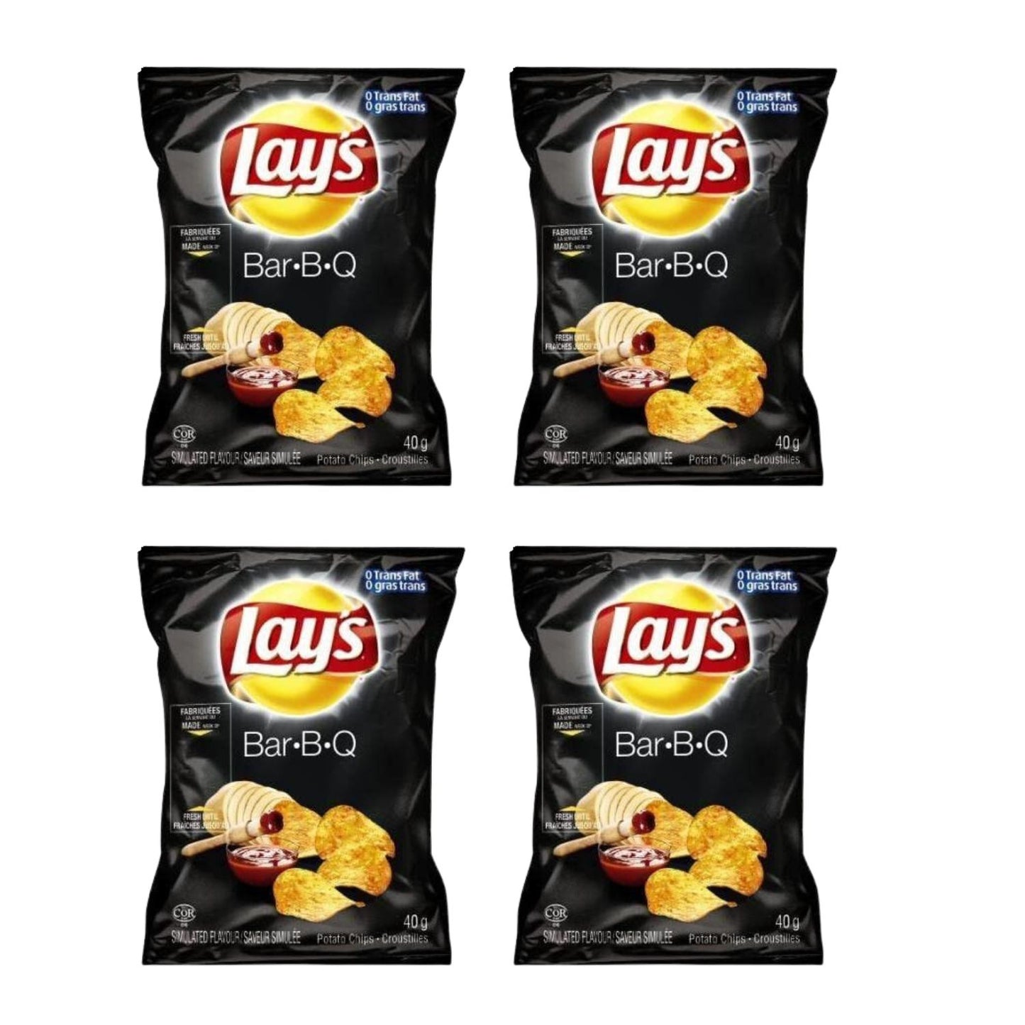 Lays Barbecue Potato Chips Snack Bag pack of 4