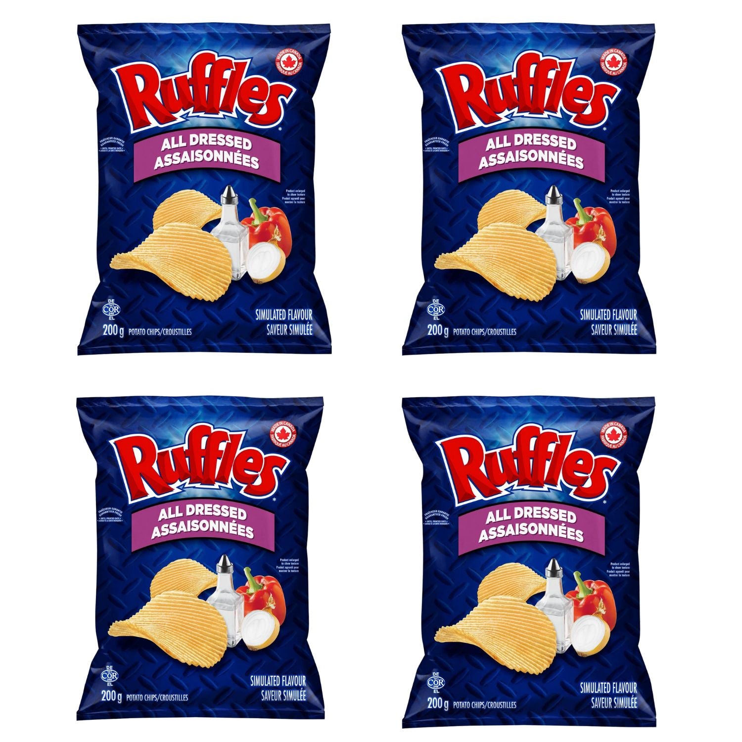 Ruffles All Dressed Potato Chips pack of 4