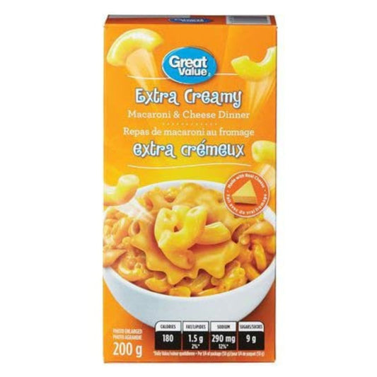 Great Value Extra Creamy Macaroni & Cheese Dinner, 200g/7.1oz, (Imported from Canada)