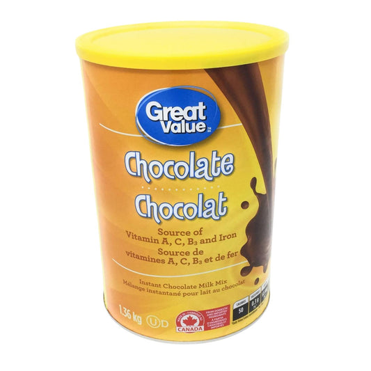 Great Value Instant Chocolate Milk Mix 1.36kg/47.97oz (Shipped from Canada)