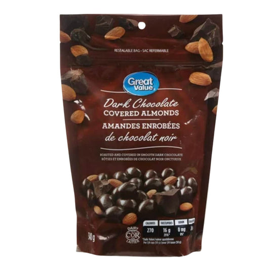 Great Value Dark Chocolate Covered Almonds Bag 340g/11.9oz (Shipped from Canada)