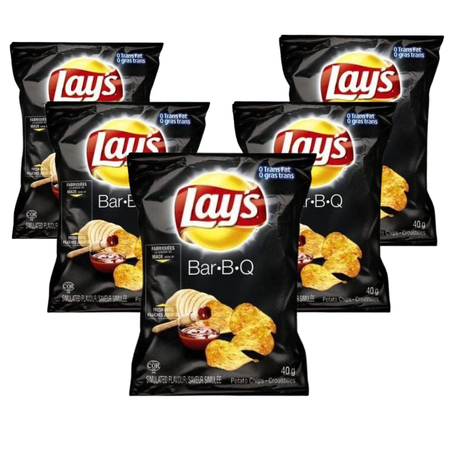 Lays Barbecue Potato Chips Snack Bag pack of 5