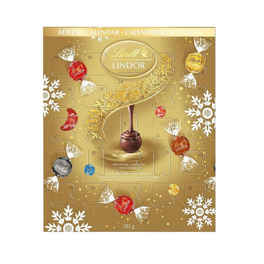 Gold LINDOR Assorted Chocolate Truffle Advent Calendar 2022, 282g/10oz (Shipped from Canada)