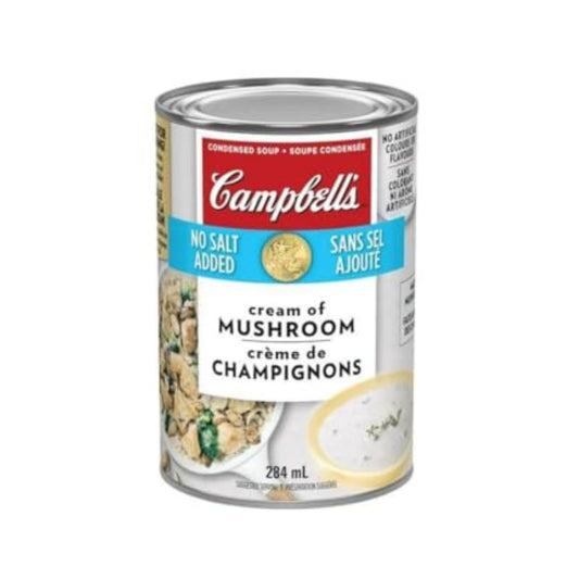Campbell's Condensed Soup Cream of Mushroom - No Salt Added, 284 mL/9.6 fl. oz (Shipped from Canada)