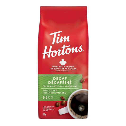 Tim Hortons Decaf Coffee Fine Grind Bag Medium Roast 300g/10.58oz (Shipped from Canada)