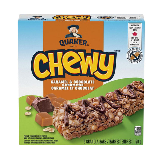 Quaker Chewy Granola Bars - Caramel & Chocolate Flavour, 120g/4.2 oz (Shipped from Canada)