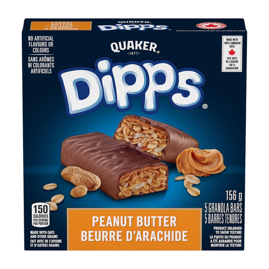 Quaker Dipps Peanut Butter Granola Bars, 156g/5.5oz (Shipped from Canada)