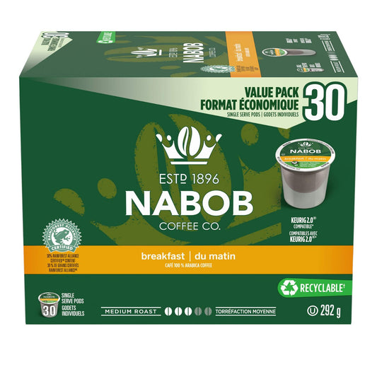 Nabob Breakfast Blend Coffee Keurig Certified K-Cup Pods 292g/10.3oz (Shipped from Canada)