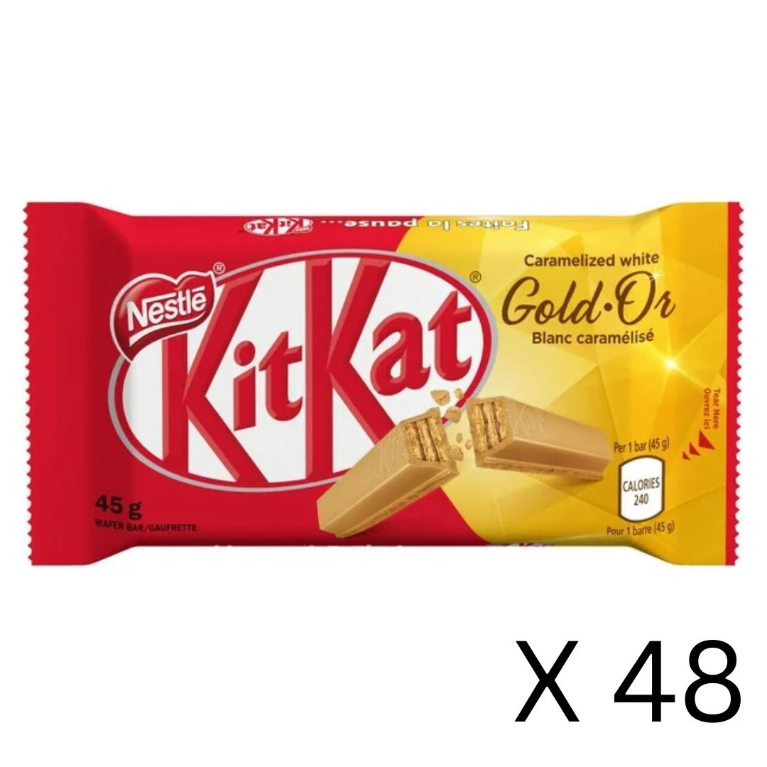 Kit Kat Gold Caramelized White Chocolate Wafer Bar Multipack 48x42g, 2.1kg/72oz (Shipped from Canada)
