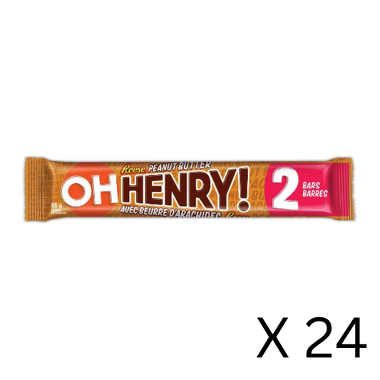OH HENRY! Reese Peanut Butter Chocolate KING SIZE Candy Bars Multipack, 24 X 85g, 2kg/70oz (Shipped from Canada)