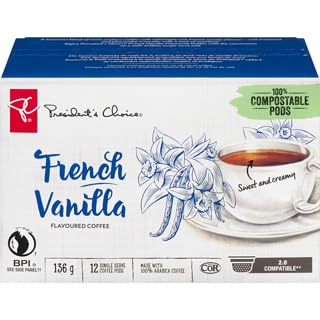 President's Choice French Vanilla Flavoured  Coffee Pods 136g/4.79oz (Shipped from Canada)