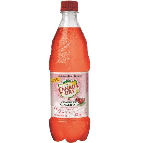 Canada Dry Diet Cranberry Ginger Ale Bottles 500ml/16.90oz (Shipped from Canada)