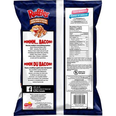 Ruffles Sour Cream & Bacon Potato Chips Back Cover
