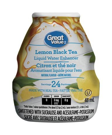 Great Value Lemon Black Tea Liquid Water Enhancer 48ml/1.62oz (Shipped from Canada)