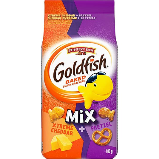 Goldfish Mix Xtreme Cheddar and Pretzel Crackers 180g/6.3oz (Shipped from Canada)