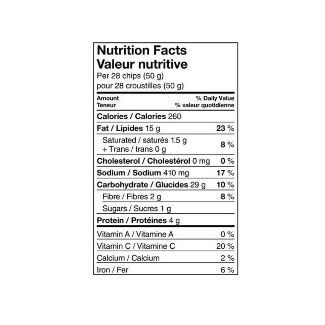 Miss Vickie's Lime & Black Pepper Potato Chips Nutritional Facts