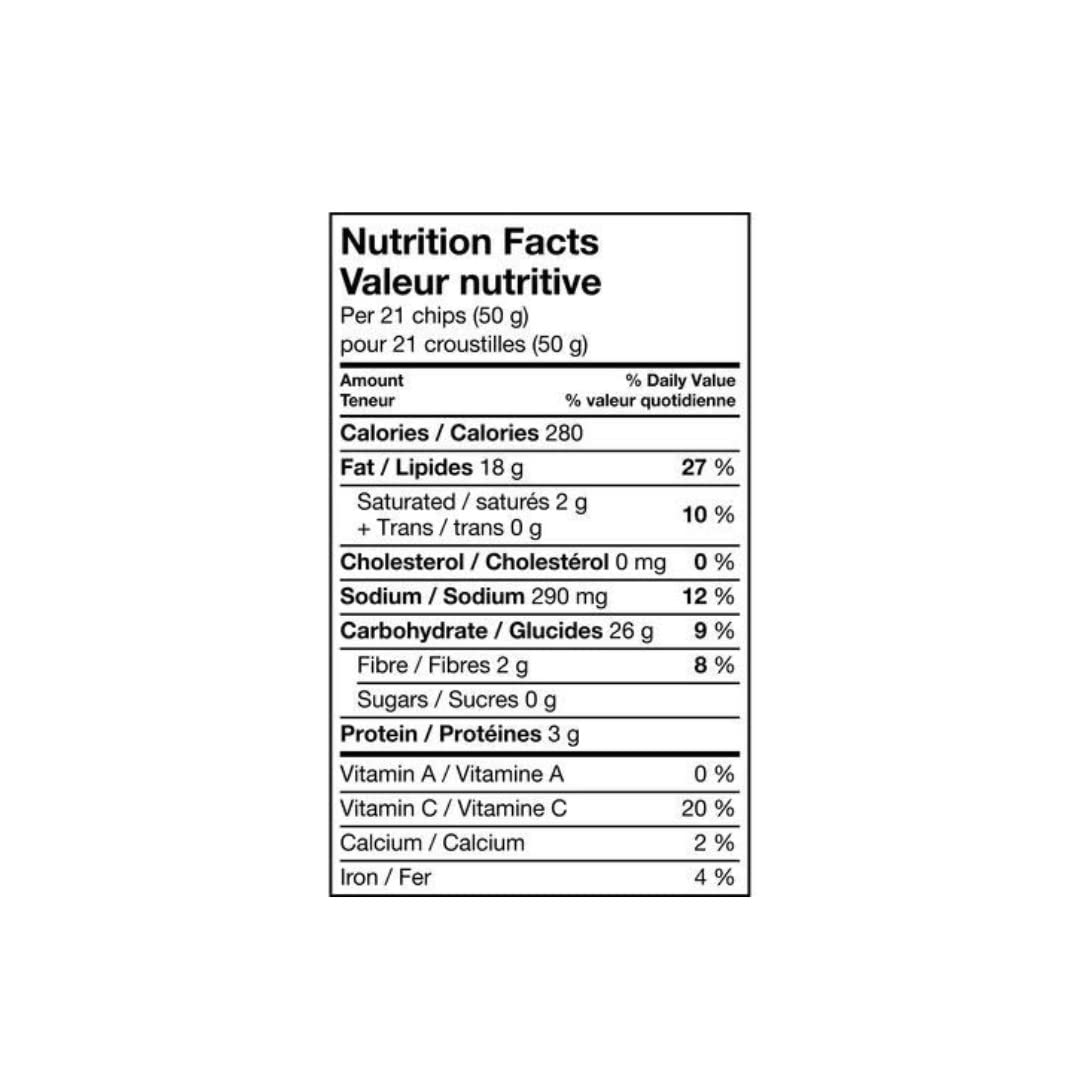 Ruffles Regular Potato Chips Nutritional Facts