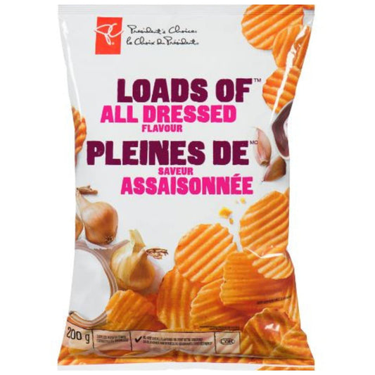 President's Choice Loads of All Dressed Rippled Potato Chips, 200g/7oz (Shipped from Canada)