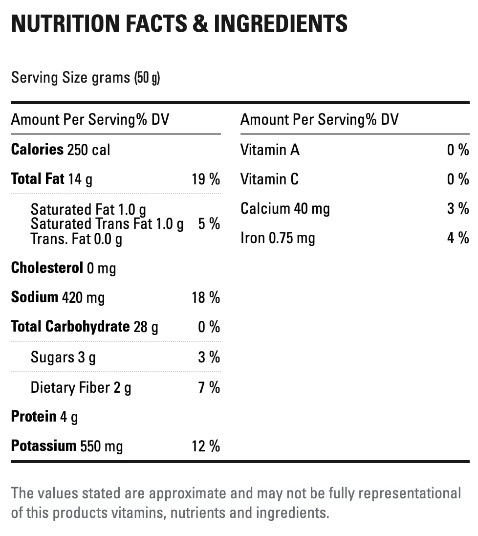 Presidents Choice Creamy Dill Pickle Rippled Nutrition Facts