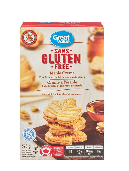 Great Value Gluten Free Maple Cream Cookies 325g/12.35oz (Shipped from Canada)