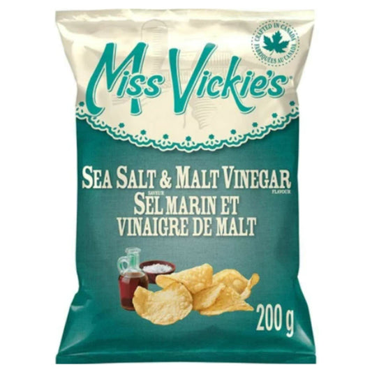 Miss Vickie's Sea Salt & Malt Vinegar Kettle Cooked Potato Chips, 200g/7oz (Shipped from Canada)
