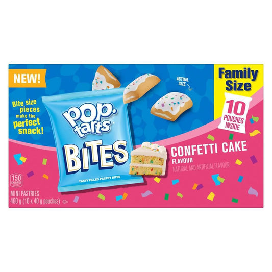 Kellogg's Pop-Tarts Bites Mini Pastries Confetti Cake Flavour Family Size, 10 Pouches, 400g/14.1oz (Pack of 2) Shipped from Canada