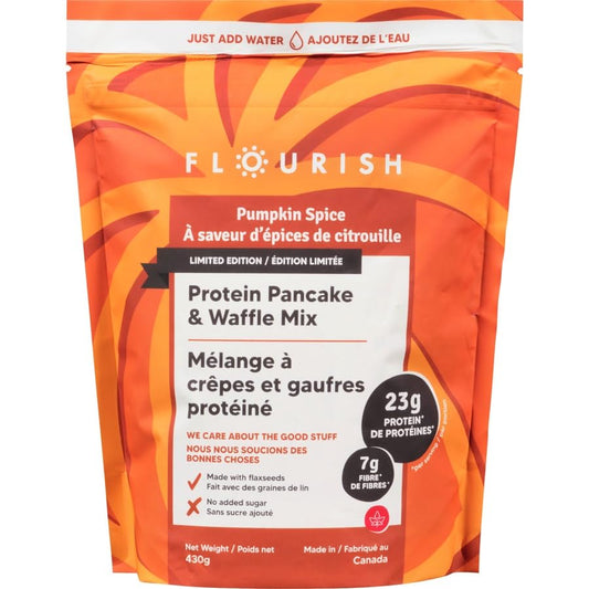 Flourish Pumpkin Spice Protein Pancake & Waffle Mix 430g/15.1oz (Shipped from Canada)