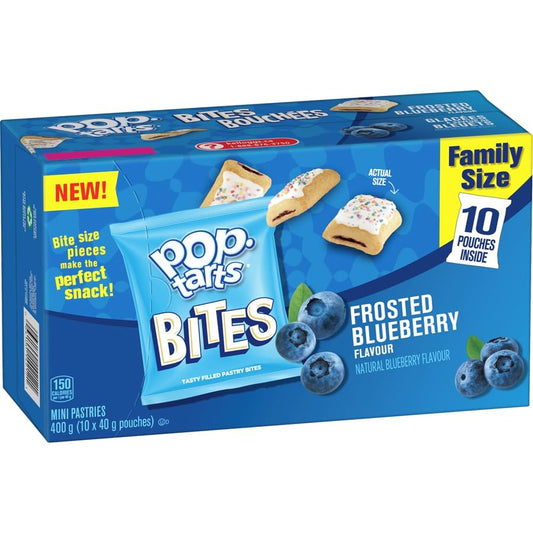 Kellogg's Pop-Tarts Bites Mini Pastries Blueberry Flavour Family Size, 10 Pouches, 400g/14.1oz (Pack of 2) Shipped from Canada