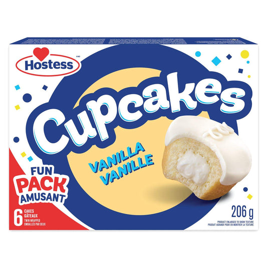 Hostess Vanilla Cupcakes 206g/7.2oz (Shipped from Canada)
