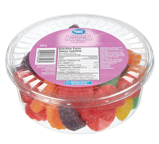 Great Value Gummy Fruit Slices 650g/22.9oz (Shipped from Canada)
